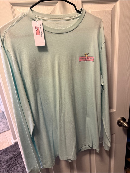 Vineyard Vines Other - Vineyard Vines Seafoam Long Sleeve Tee with Pink Logo